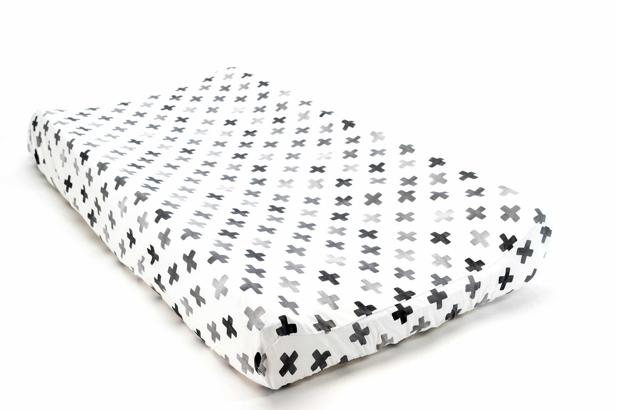 Hugo's Hazy Cross - Swiss Cross Gray on White Changing Pad Cover